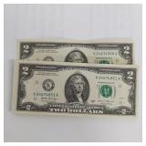 $100 UNCIRCULATED 2 DOLLAR BILLS