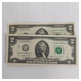 $100 UNCIRCULATED 2 DOLLAR BILLS