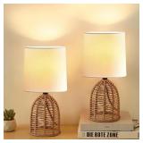 2PK 14" RATTAN TABLE LAMPS