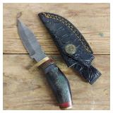 DAMASCUS STEEL FIXED BLADE KNIFE