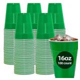 100PK GREEN 16OZ PLASTIC CUPS