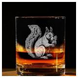 SQUIRREL ENGRAVED WHISKEY GLASS
