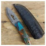 DAMASCUS STEEL FIXED BLADE KNIFE