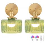PAIR VINTAGE STYLE GLASS WALL SCONCES