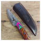 DAMASCUS STEEL FIXED BLADE KNIFE