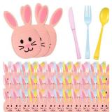 160PC EASTER PASTEL PLASTIC SILVERWARE