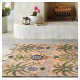 5X7 TROPICAL IKAT WOVEN OUTDOOR AREA RUG