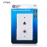 4PK TELEPHONE/COAXIAL WALL PLATE W/ ETHERNET