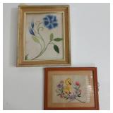 2 - VINTAGE FRAMED CREWEL EMBROIDERY