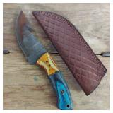 DAMASCUS STEEL FIXED BLADE KNIFE