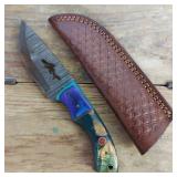 DAMASCUS STEEL FIXED BLADE KNIFE