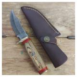 DAMASCUS STEEL FIXED BLADE KNIFE