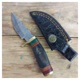 DAMASCUS STEEL FIXED BLADE KNIFE