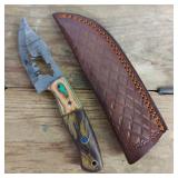 DAMASCUS STEEL FIXED BLADE KNIFE