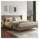 KING CORDUROY WINGBACK PLATFORM BED