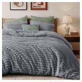 QUEEN FLUFFY GRAY COMFORTER