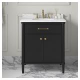 30" MARBLE TOP SINGLE SINK BATHROOM VANITY