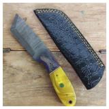 DAMASCUS STEEL FIXED BLADE KNIFE