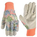WOMENS LEATHER PALM GARDENING GLOVES