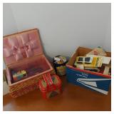 VINTAGE SEWING, BABY SHOES & TINS
