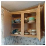 CONTENTS UPPER CUPBOARDS, DISHES GLASSES ETC