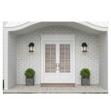 PAIR OUTDOOR WALL LIGHTS *CRACKED GLASS IN BOTH