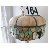 Stained glass floor lamp w/strippede wood base