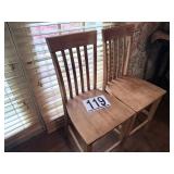 Pair of wood bar height chairs
