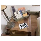 Ornate coffee table, books & contents