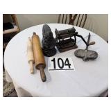 Cast iron pieces & rolling pins