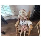 Oak child's rocker & doll