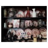 Contents of shelves in breakfront
