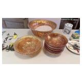 8 piece carnival glass set