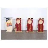 Vintage Wooden Christmas Folk Art Pedestal Stands