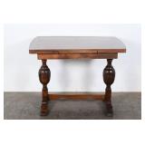 Jacobean Style English Oak Draw-Leaf Trestle Table