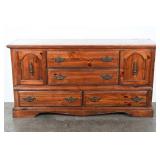 Vintage Rustic Knotty Pine Triple Dresser Credenza