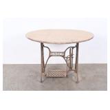 Repurposed Cast Iron Singer Treadle Table