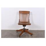 Antique Arts & Crafts Oak Swivel Desk Chair