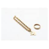 14K Pendant and Ring, Bracelet Unmarked