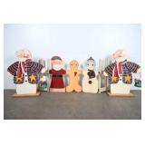 Vtg Hand-Painted Folk Art Christmas Porch Sitters