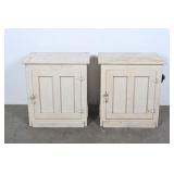 Vintage White Clad Style Oak Ice Box Nightstands