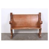 Atq Gothic Revival Carved Oak Church Pew Bench