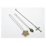 Vintage Rhinestone Flower Brooch, Stone Inlay Pend