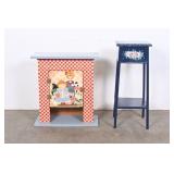 Vtg Hand-Painted Country Folk Art Cabinet, Stand