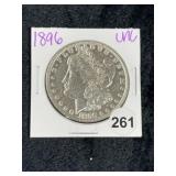 1896 UNC Morgan Silver Dollar Coin