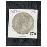 1887 S UNC Morgan Silver Dollar Coin