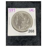 1897 UNC Morgan Silver Dollar Coin