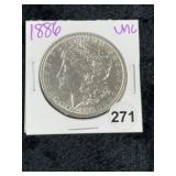 1886 UNC Morgan Silver Dollar Coin