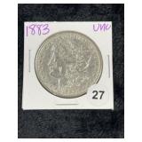 1883 UNC Morgan Silver Dollar Coin