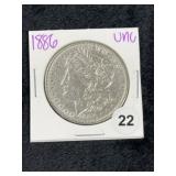 1886 UNC Morgan Silver Dollar Coin